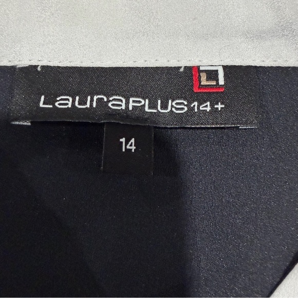 Laura Plus Black and White Button-Down Sleeveless Shirt Blouse Collar Wide Strap - Picture 7 of 9